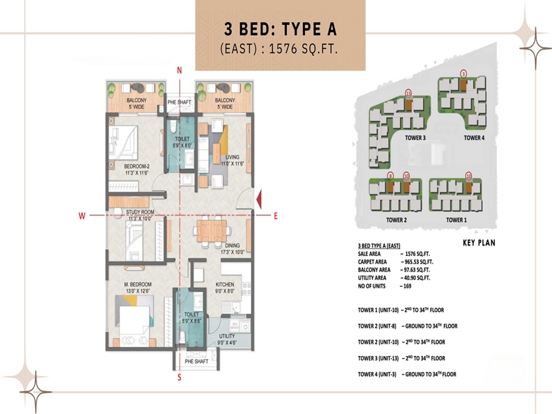 Prestige Spring Heights 3 BHK Floor Plan