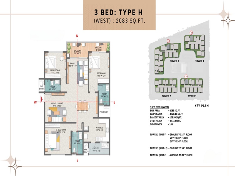 Prestige Spring Heights 3 BHK Floor Plan
